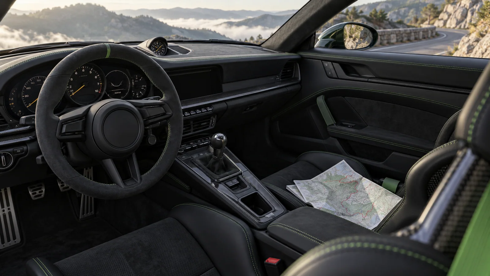 Recreación editorial del habitáculo manual del GT3 Bergsport